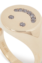 Smiley Black Diamond Signet Ring